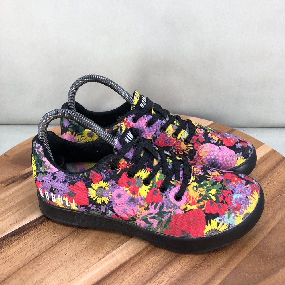 NOBULL Floral Canvas Trainer Womens 7.5 Mens 6 Black Multi Color Training Shoes